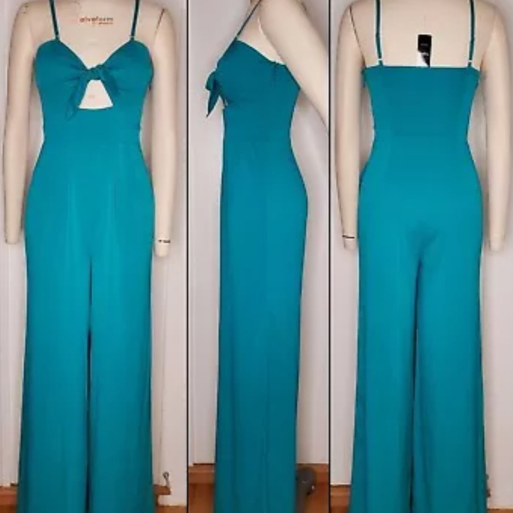 BEBE Teal Jumpsuit Wide leg Palazzo